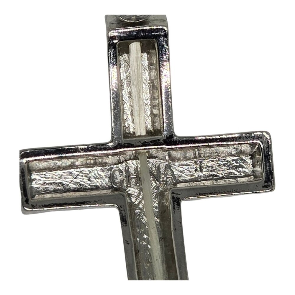 Rhinestone Cross Beaded Stretch Bracelet In Silver Tone - Picture 6 of 7